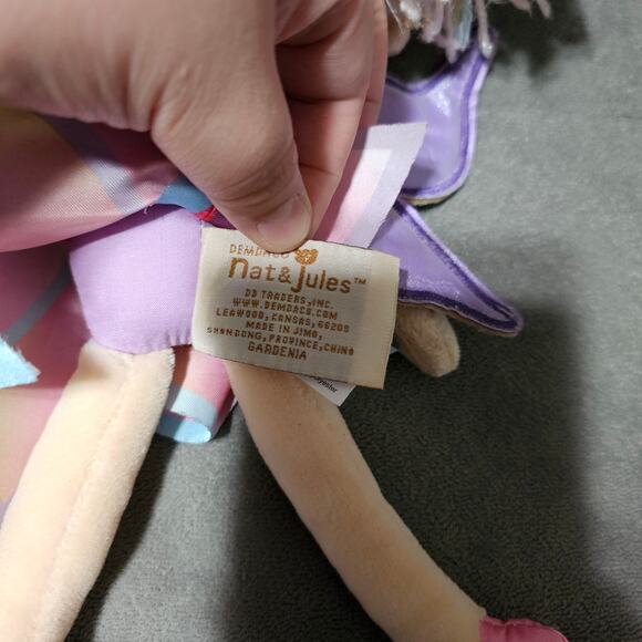 Demdaco Nat Jules Gardenia Plush Doll Fairy Blonde Hair Blue Eyes Pink Wings - Picture 4 of 5